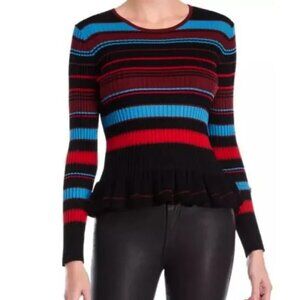 EUC Revolve Ronny Kobo Colorblock Striped Ribbed Peplum Sweater Small $328